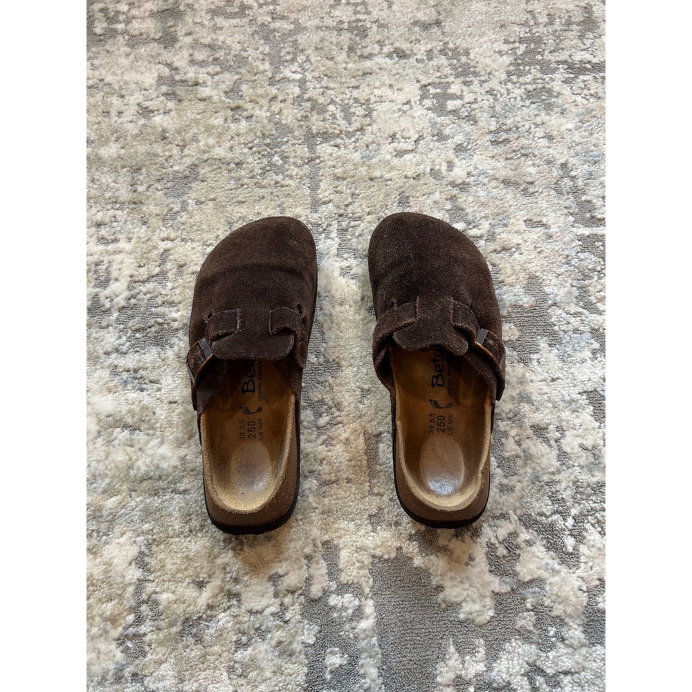 Birkenstock Boston Betula Suede Mocha Slip On Clogs Sandals size 39 8-8.5W - Picture 4 of 8